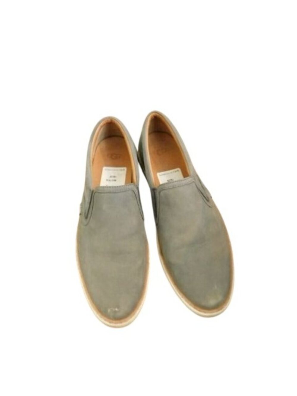 Ugg Size 11 Gray Leather Slip On style Casual Flats Shoes - Picture 2 of 4